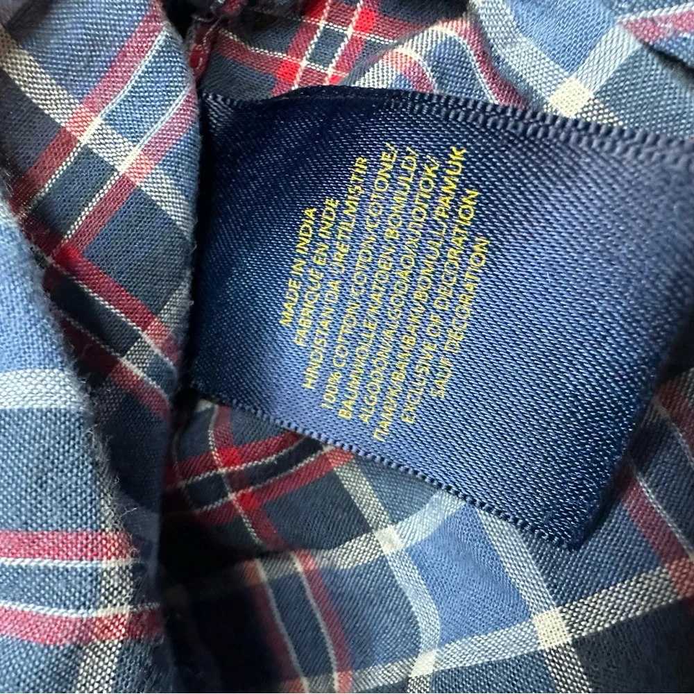 Ralph Lauren 4T blue‎ red plaid short sleeve button up shirt 100% Cotton